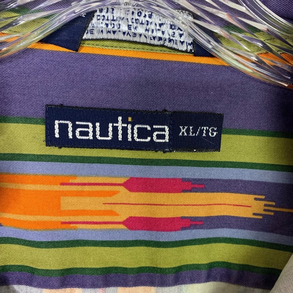 Nautica Vintage Multicolor Button Up Shirt Size XL Stripes Southwestern - Picture 4 of 8